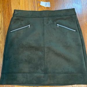 Loft green suede skirt